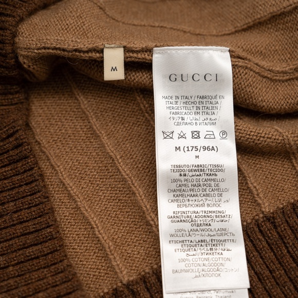 size M Gucci Camel Brown Cashmere Cable Knit Vest Web - Picture 12 of 13